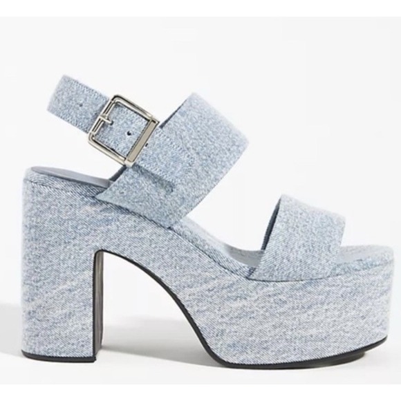 Jeffrey Campbell Shoes - Jeffrey Campbell Moody Denim Platform  Ankle Strap Chunky Heel 8.5 Modern Shoes